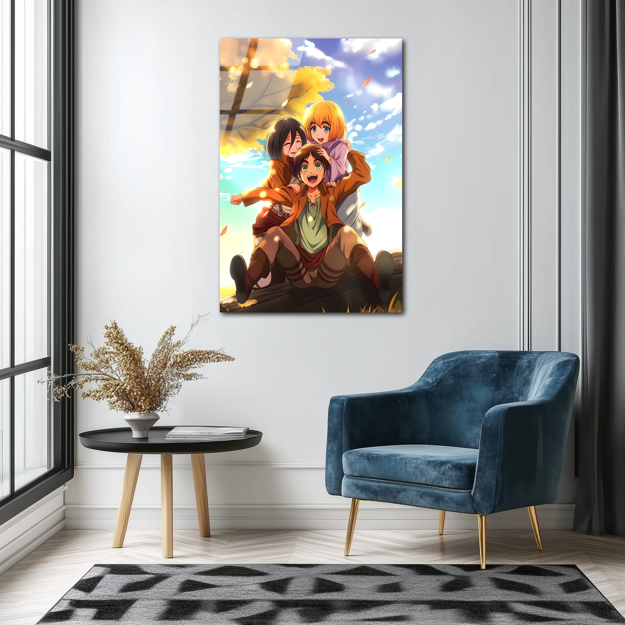 Eren, Mikasa & Armin: Days Before the Walls | Premium HD Metal Wall Art