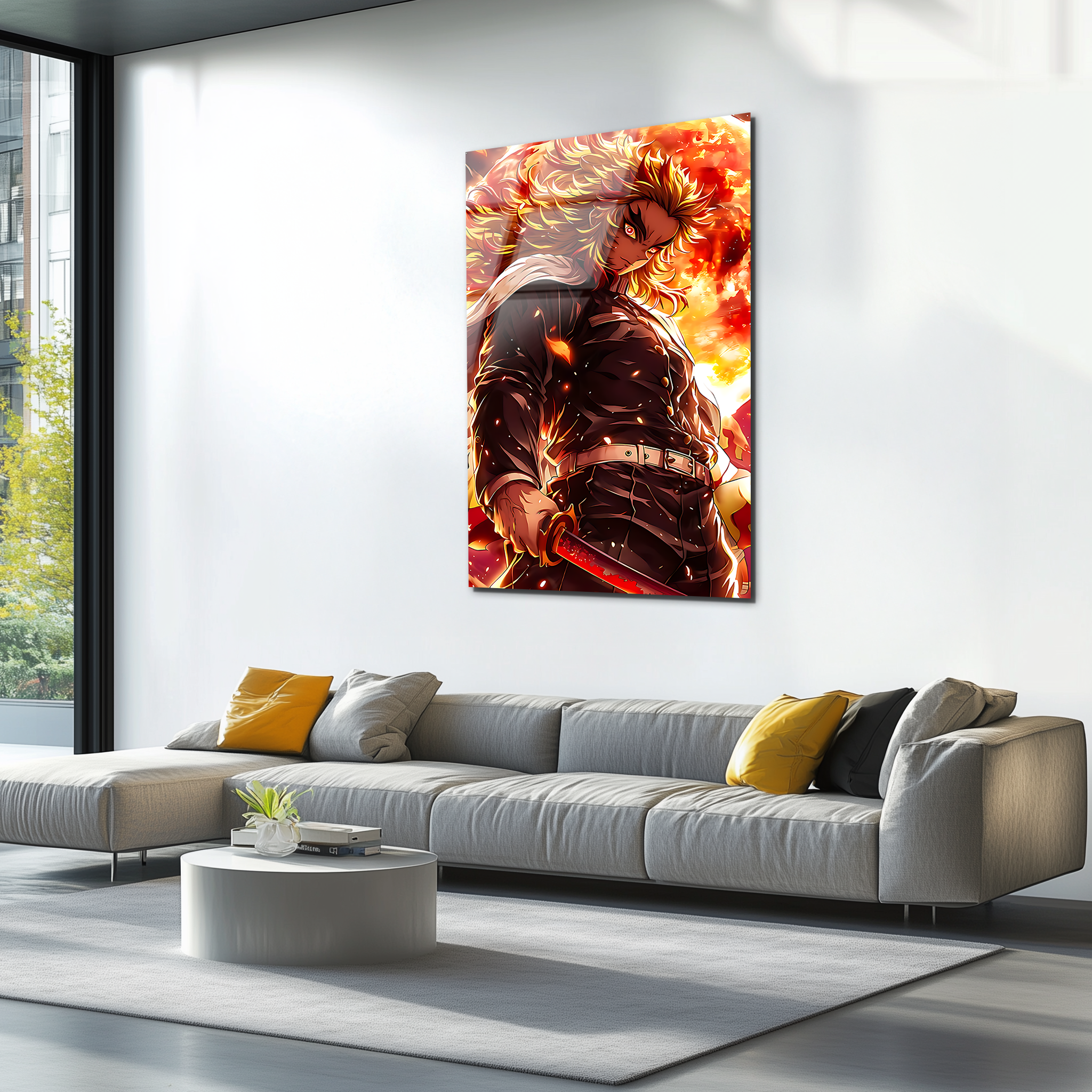 Rengoku: The Flame Hashira’s Resolve | Premium HD Metal Wall Art