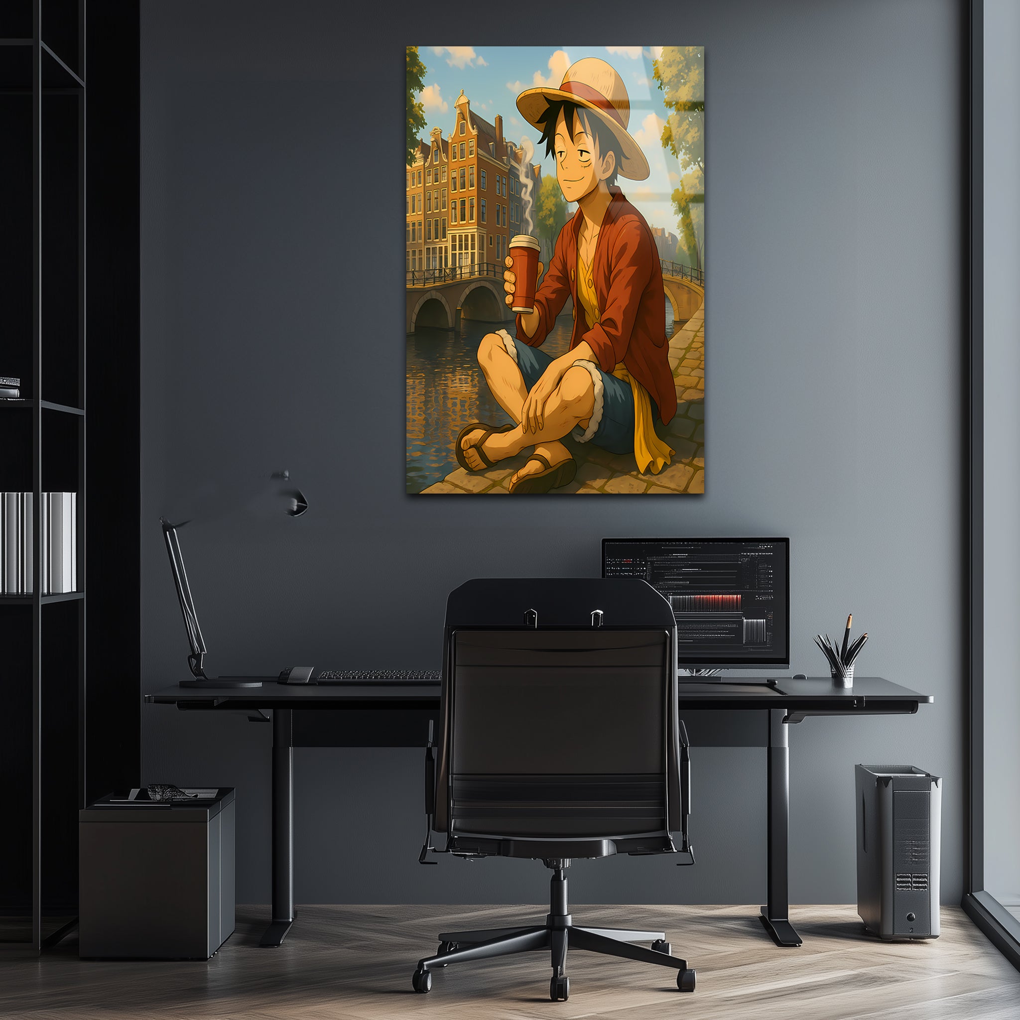 Luffy: The Straw Hat Dreamer in Amsterdam | Premium HD Metal Wall Art