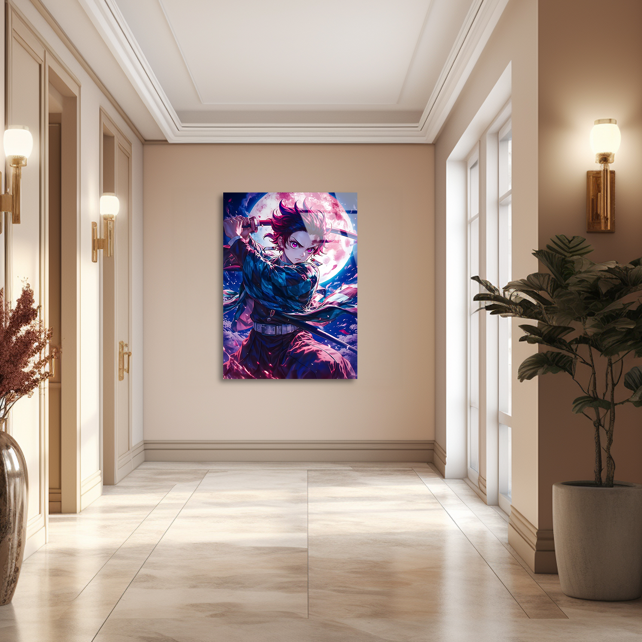 Tanjiro: Moonlit Blade of Resolve | Premium HD Metal Wall Art