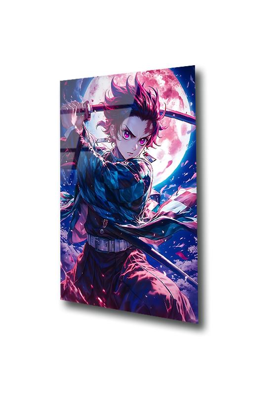 Tanjiro: Moonlit Blade of Resolve | Premium HD Metal Wall Art